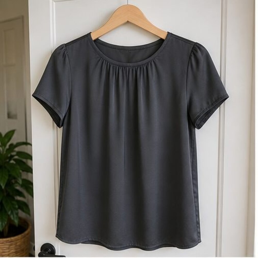 Charcoal Smocked Top
